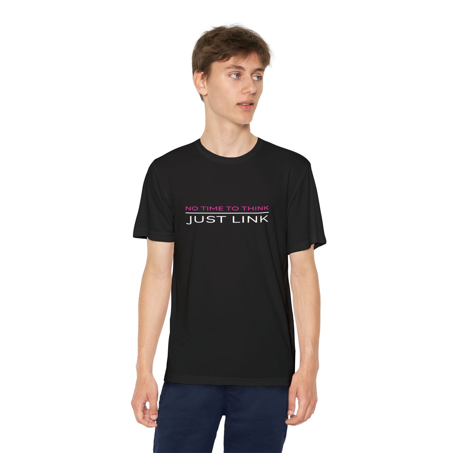 Youth Competitor Tee - No Time to Think, Just Link, Sporty T-Shirt, Activewear for Kids, Gym Apparel, Perfect Gift for Young Athletes