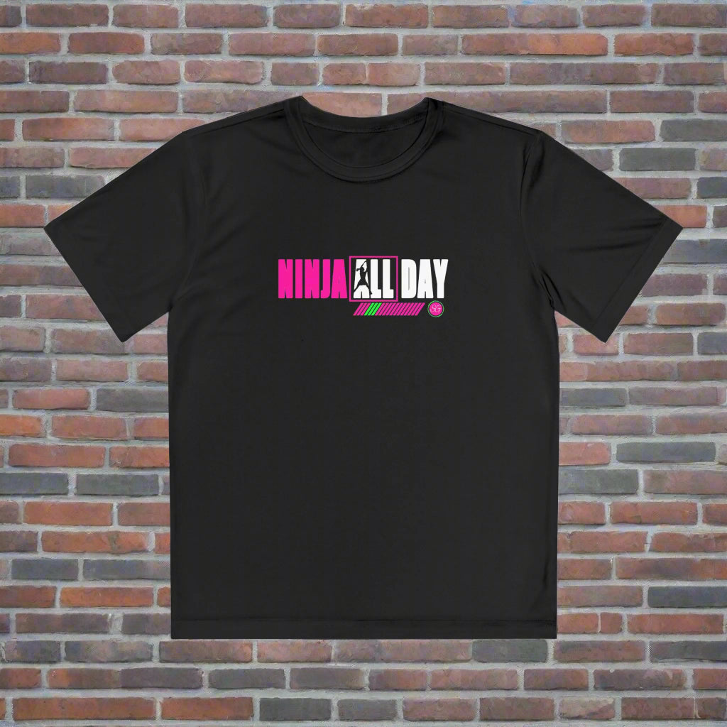 Ninja All Day Youth Competitor Tee, Kid's Sports T-Shirt, Fun Ninja Design, Activewear, Gym Top, Birthday Gift, Summer Camp Apparel